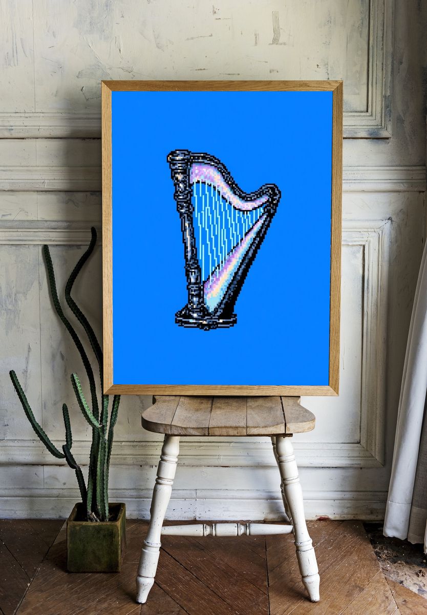 Pixel Harp Digital Art Print room preview