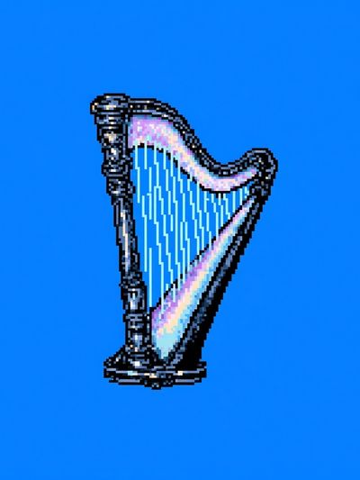 Pixel Harp Digital Art Print. poster
