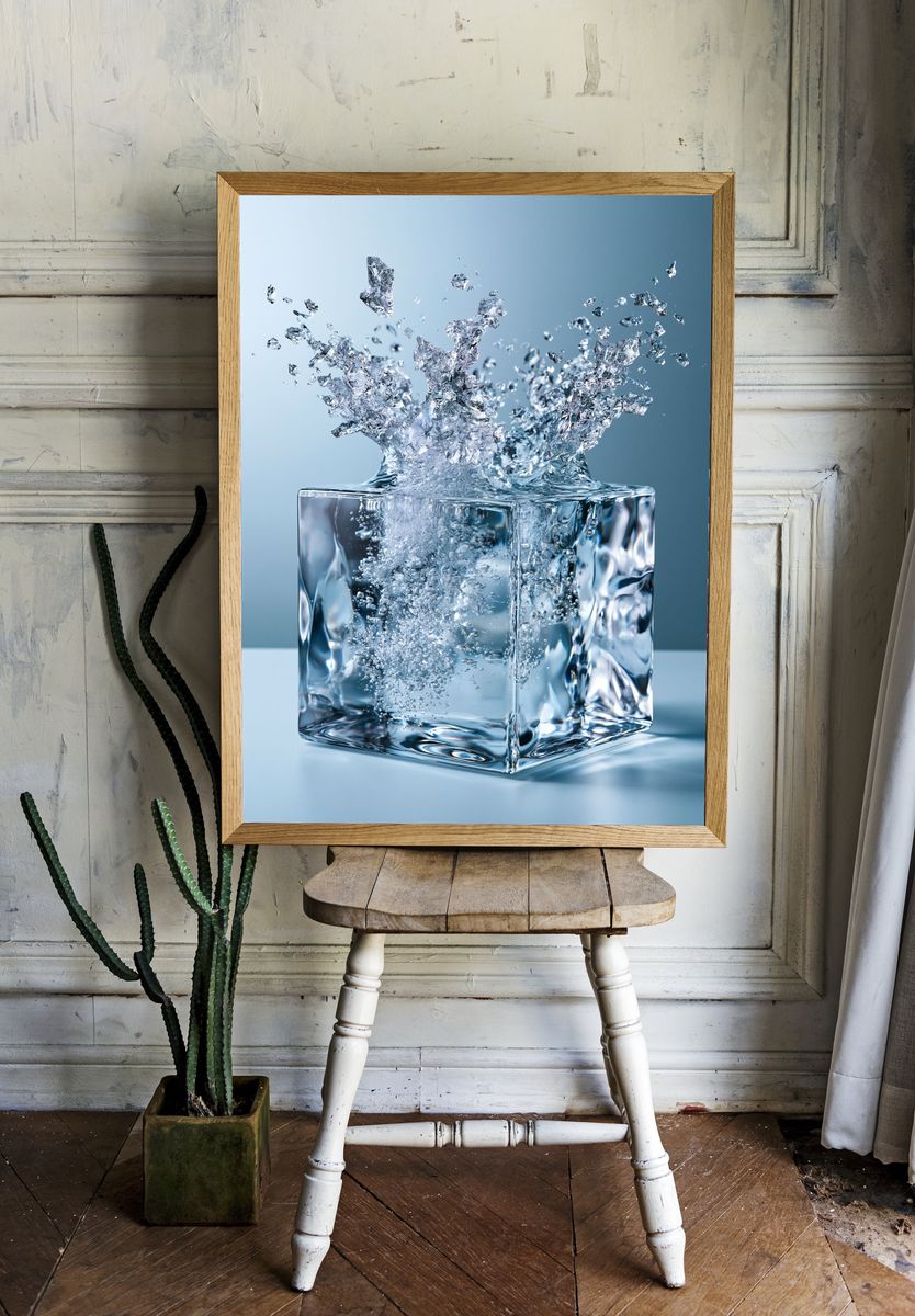 Ice Cube Splash Photography Poster. room preview