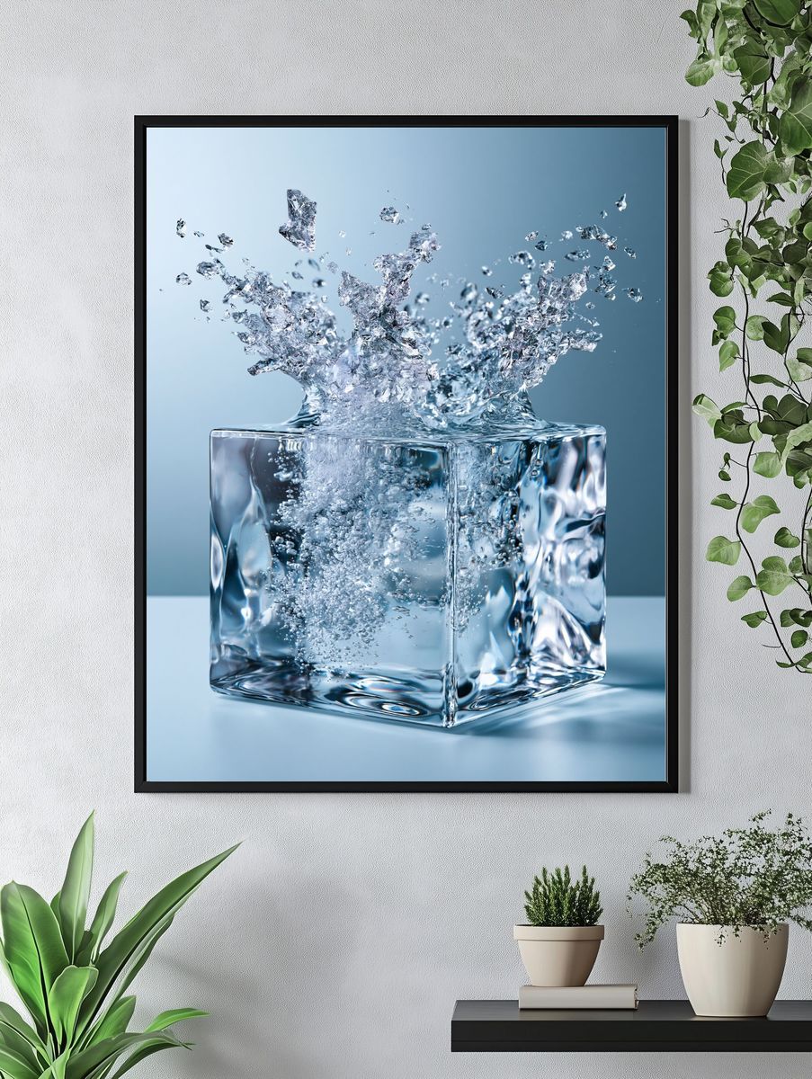 Ice Cube Splash Photography Poster. — room view 4