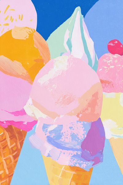 Colorful Ice Cream Cones — Illustration Print. poster print