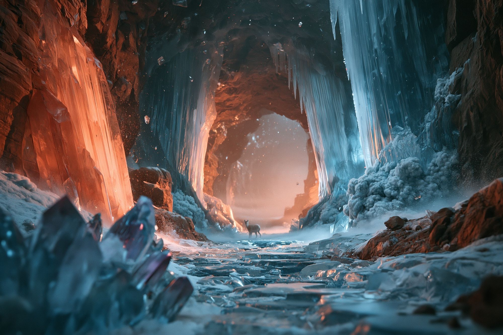 Crystal Ice Cave Fantasy Print. poster — illustration art