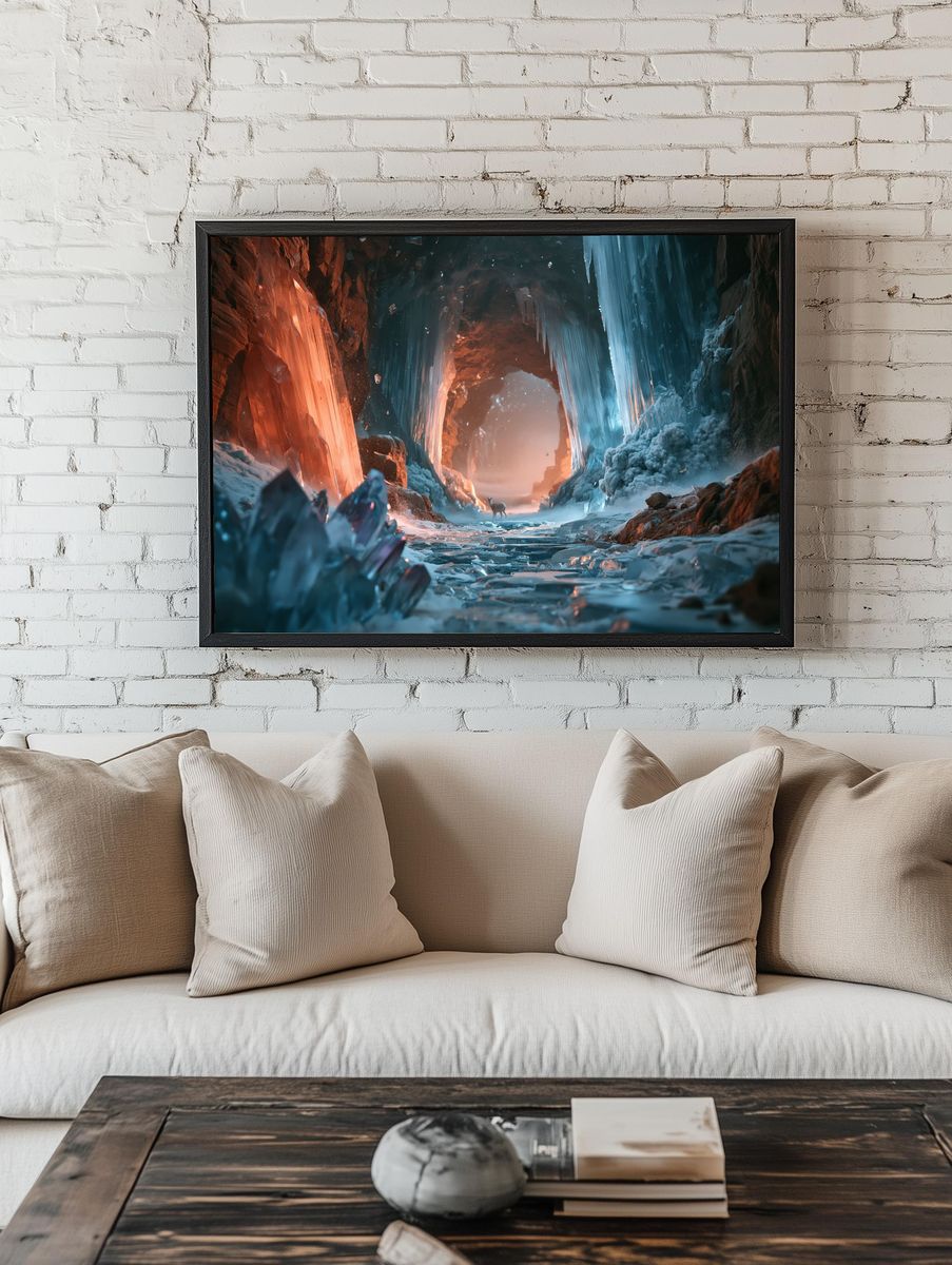 Crystal Ice Cave Fantasy Print. room preview