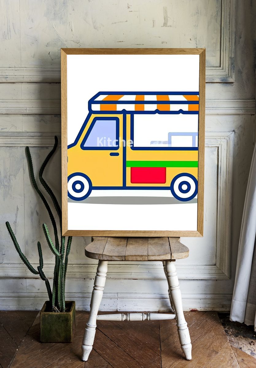 Ice Cream Truck Cartoon Print. — room view 1
