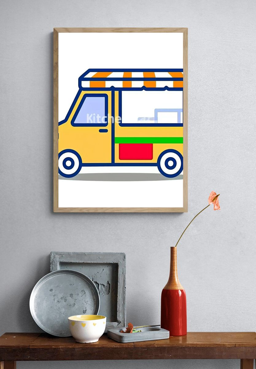 Ice Cream Truck Cartoon Print. — room view 3