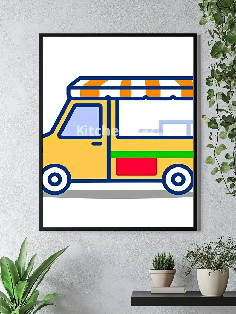 Ice Cream Truck Cartoon Print. — room view 4
