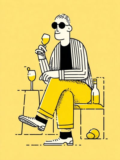 Chic Man with Drink — Illustration Print. poster print