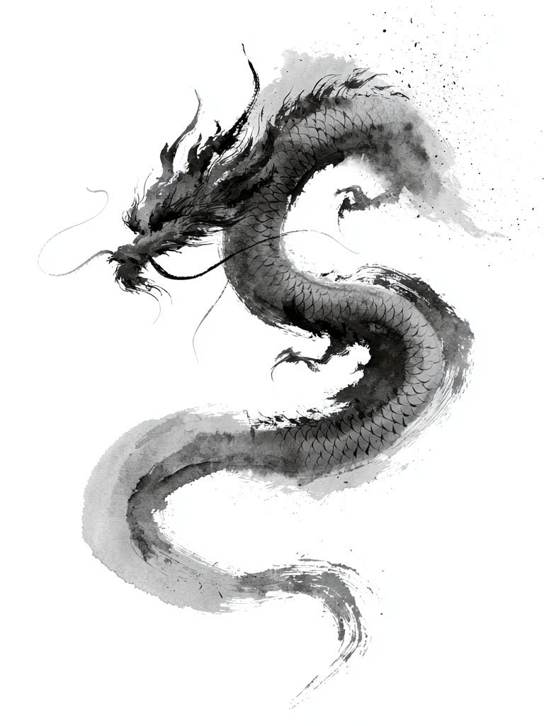 Ink Dragon — Illustration Print. poster — illustration art