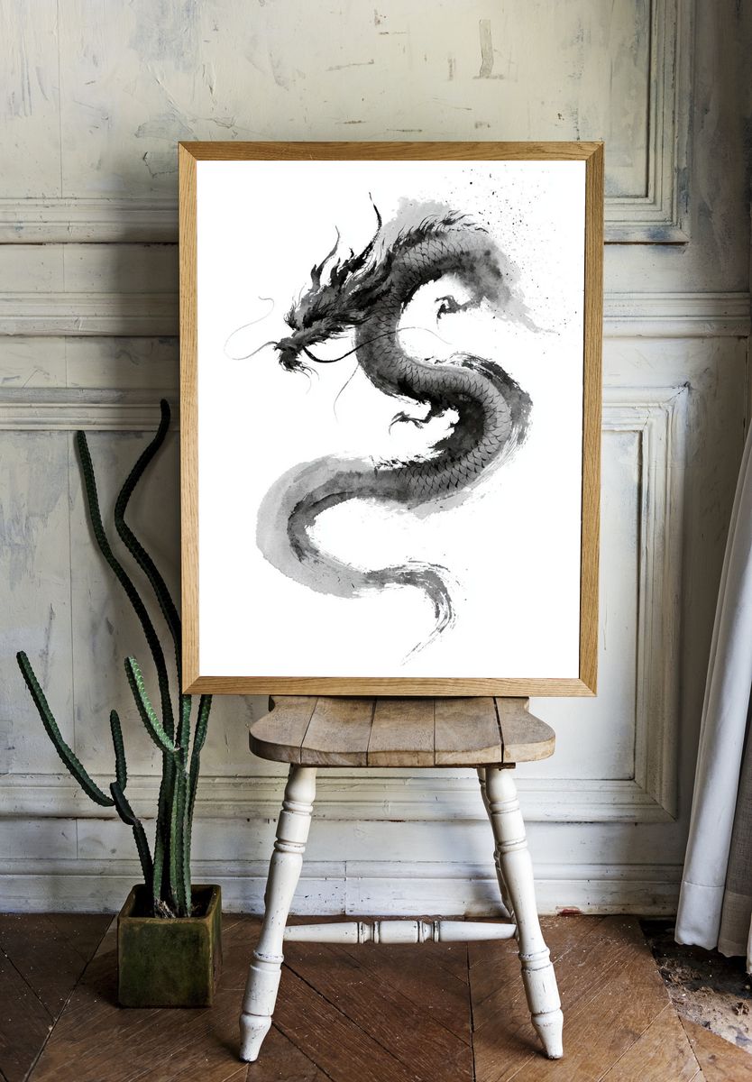 Ink Dragon — Illustration Print. — room view 1