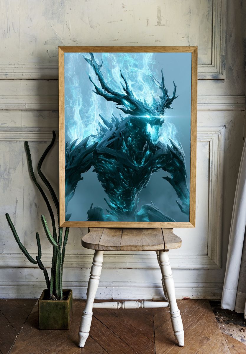 Ice Dragon Digital Art Poster. room preview