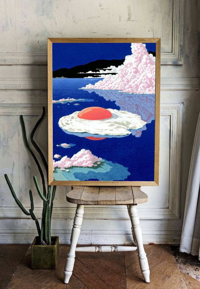 Floating Egg — Illustration Print. — room view 1