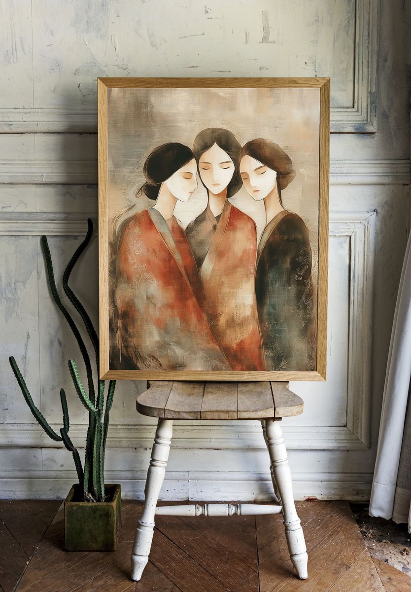 Three Elegant Women — Illustration Print room preview