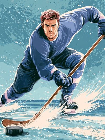 Ice Hockey Action Illustration Poster. poster