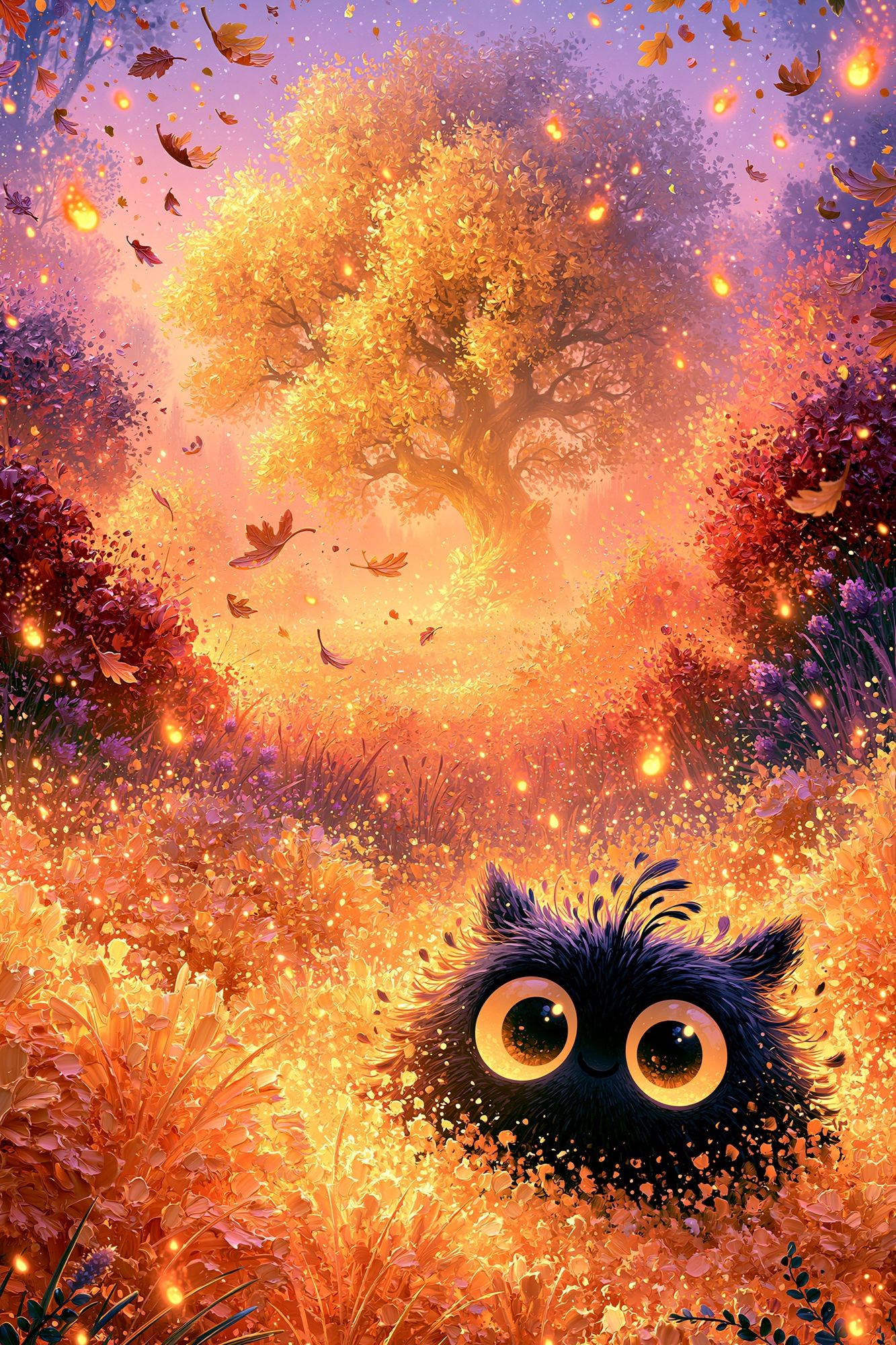 Whimsical Autumn Owl Illustration Poster. poster detail