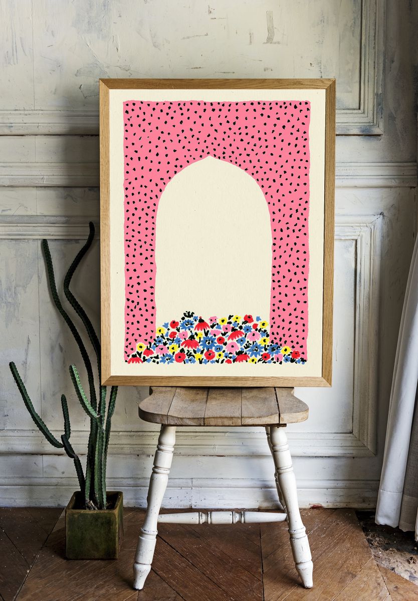 Pink Floral Arch Illustration Poster. room preview