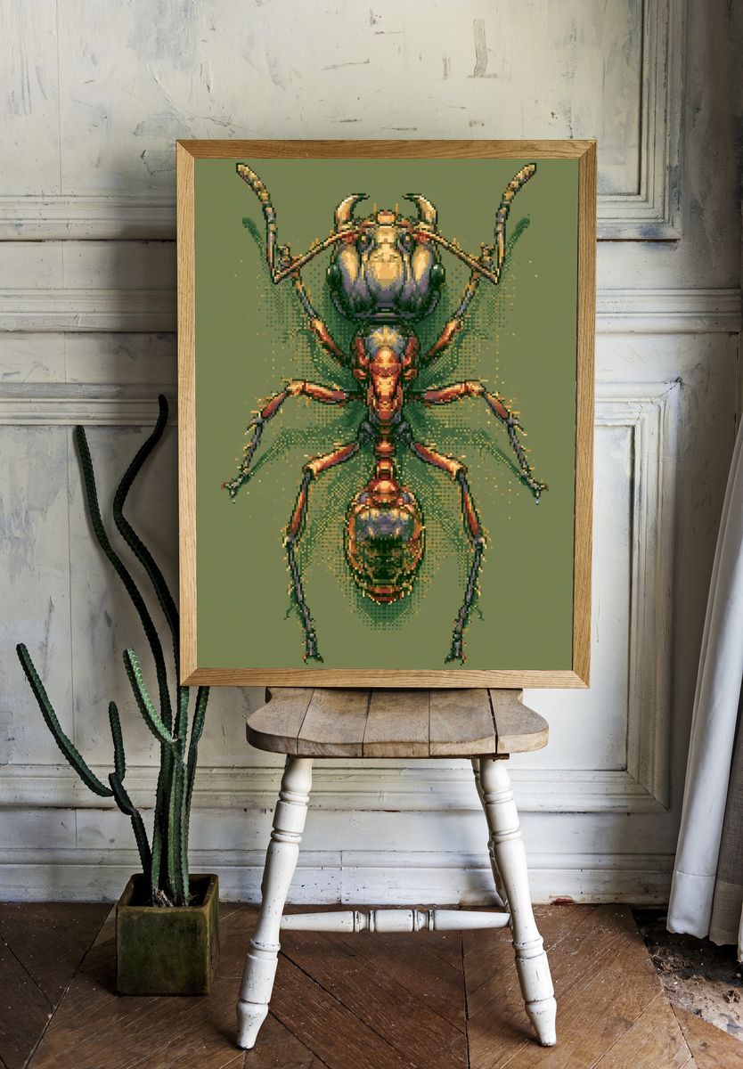 Pixel Ant Illustration Poster. — room view 1