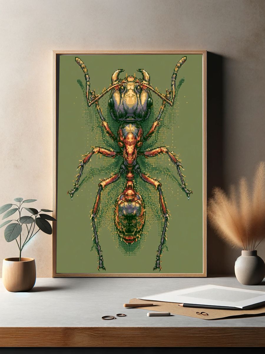 Pixel Ant Illustration Poster. — room view 2
