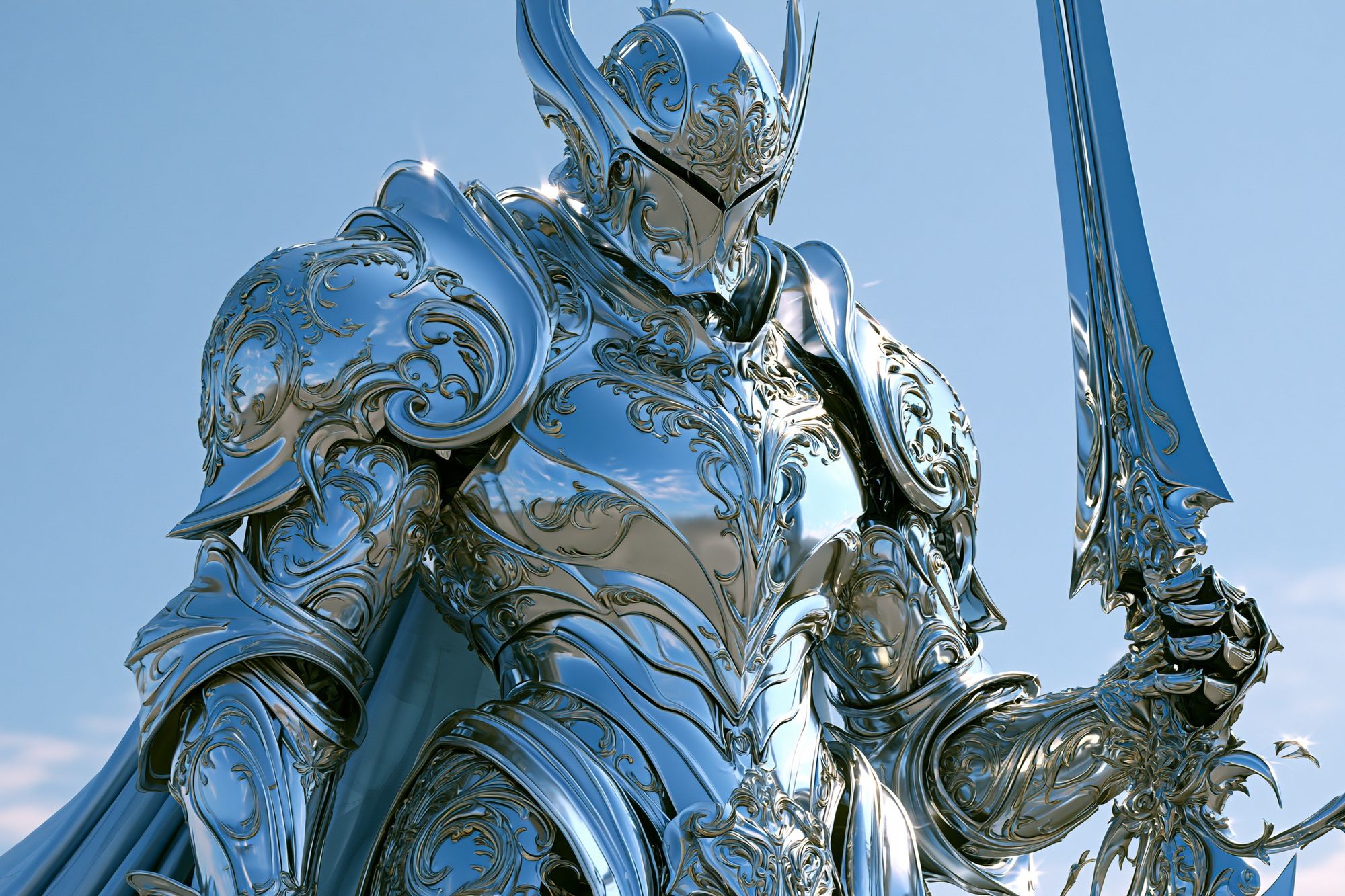 Silver Knight Fantasy Illustration Poster. poster detail