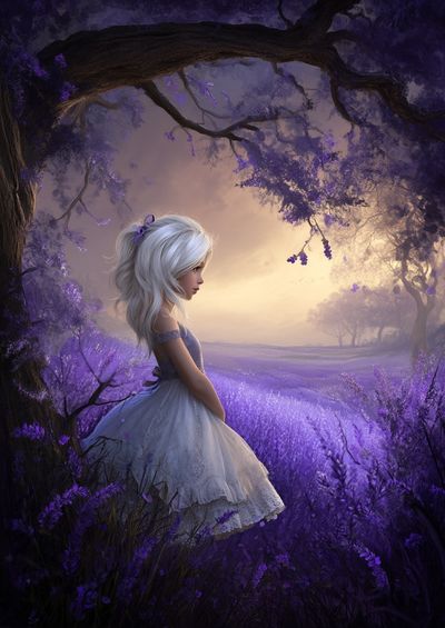 Dreamy Girl in Lavender Field