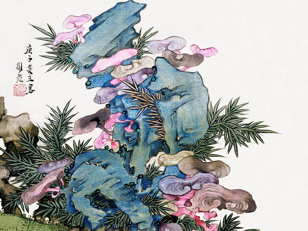 Japanese fungus bamboo (1810) vintage. poster detail