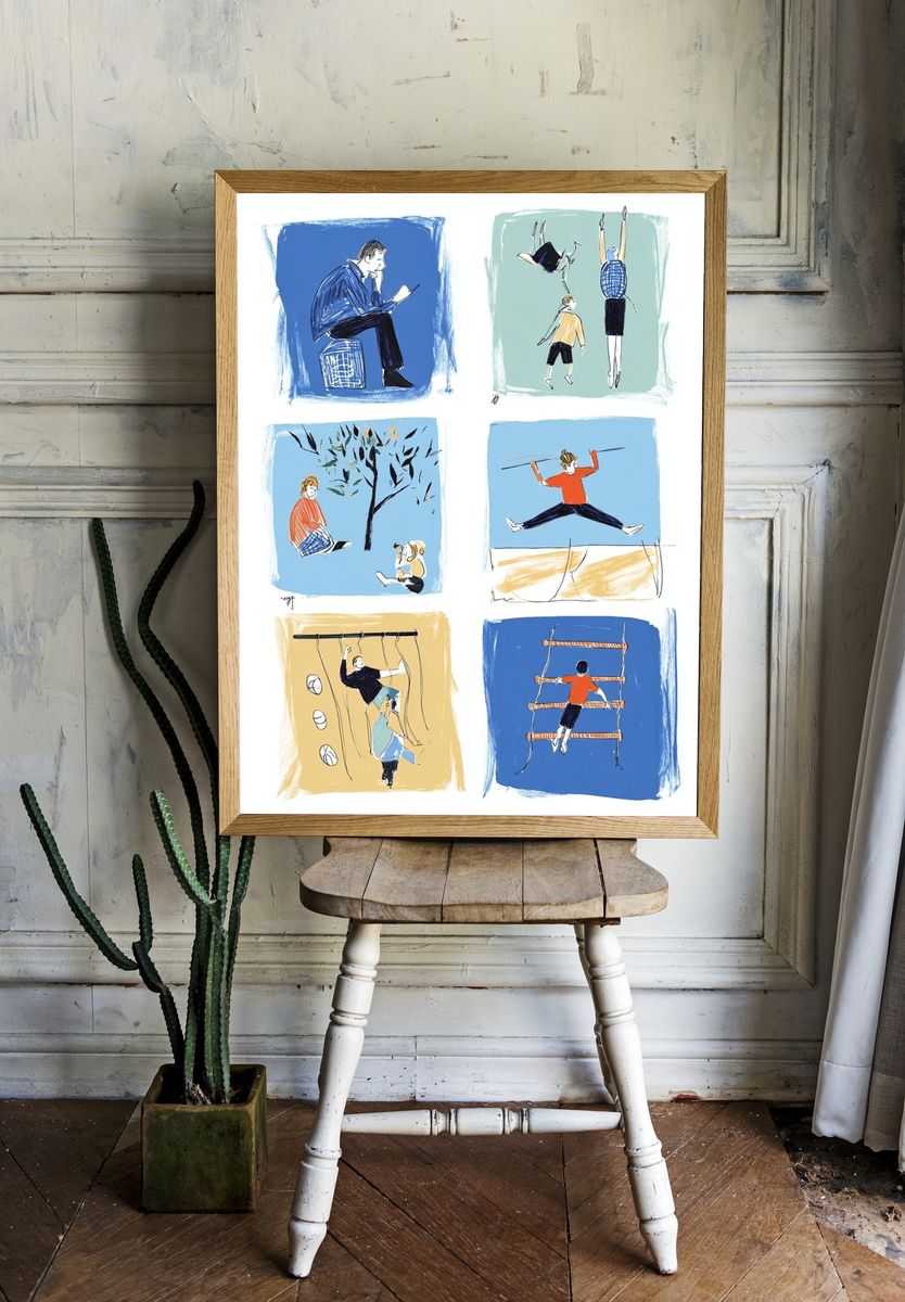 Playful Childhood Moments — Illustration Print room preview