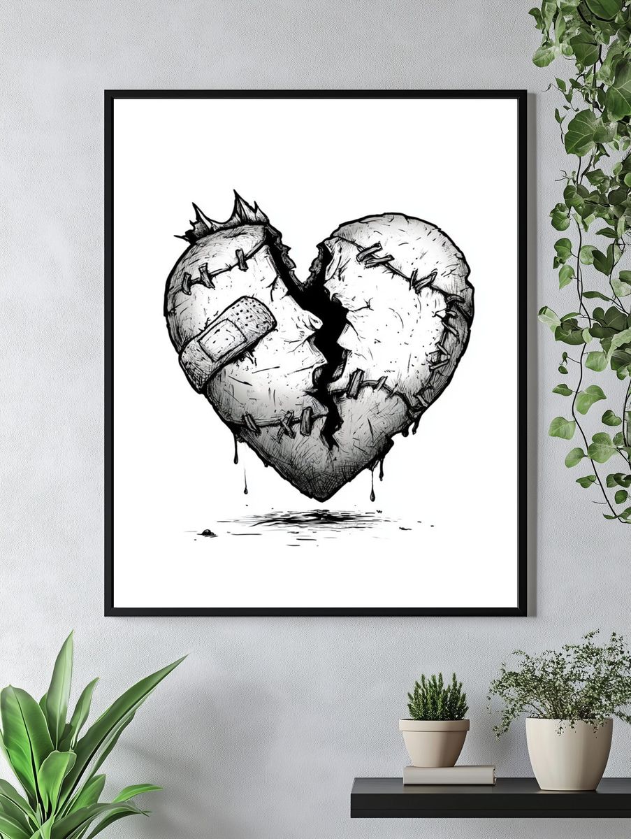 Broken Heart Ink Print. — room view 4