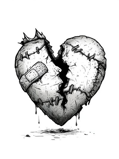 Broken Heart Ink Print. poster