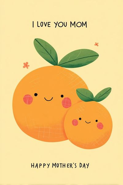 Mother's Day Orange Illustration Poster. poster print