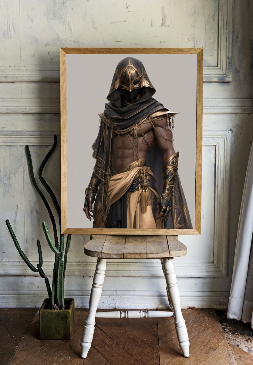 Masked Warrior Fantasy Illustration Poster. room preview
