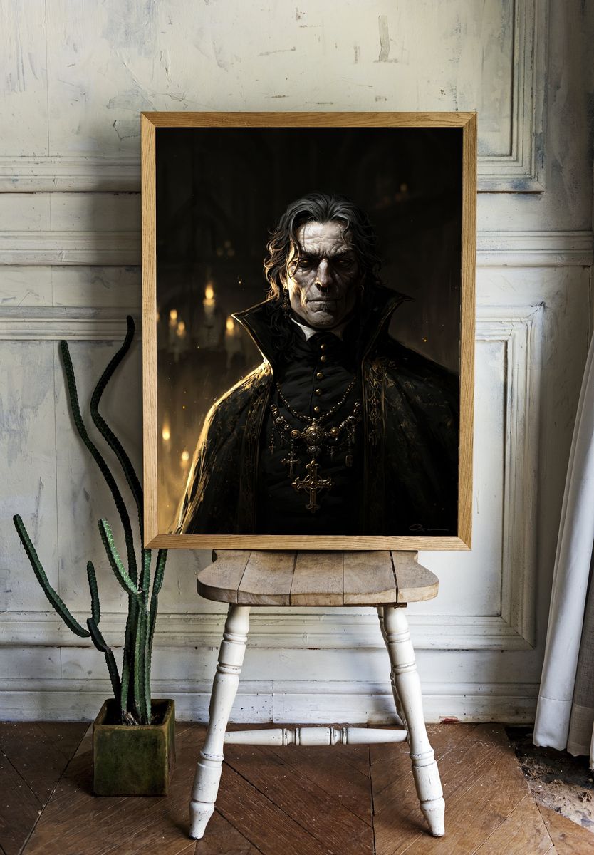Gothic Vampire Portrait Print. — room view 1