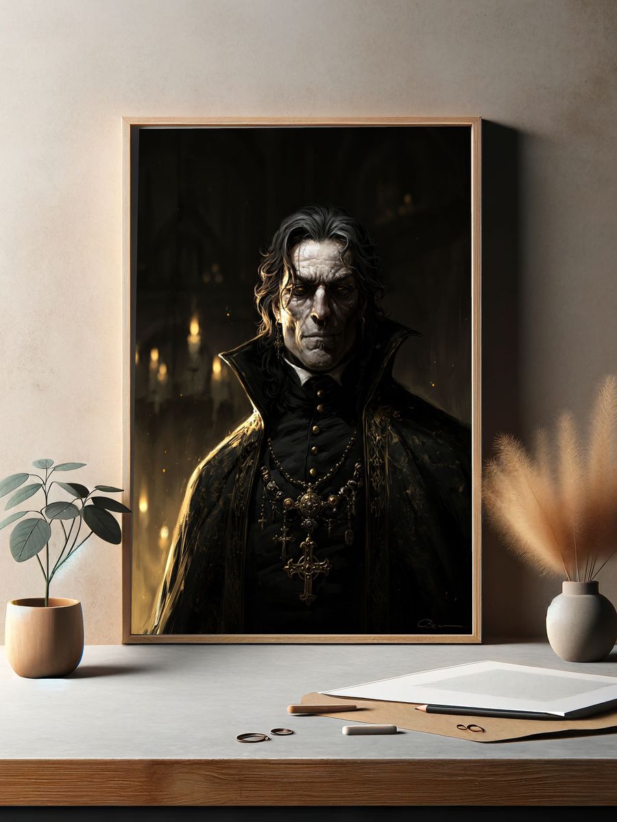 Gothic Vampire Portrait Print. — room view 2