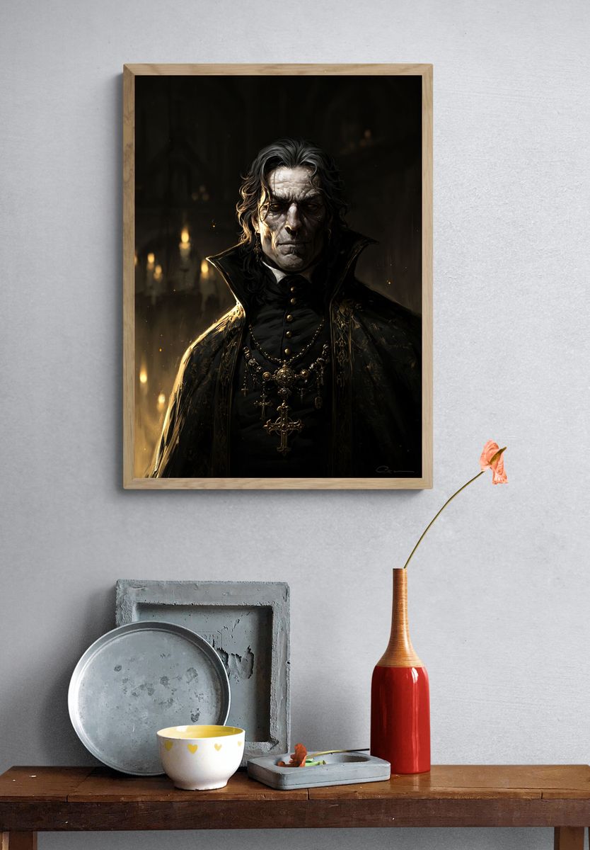 Gothic Vampire Portrait Print. — room view 3