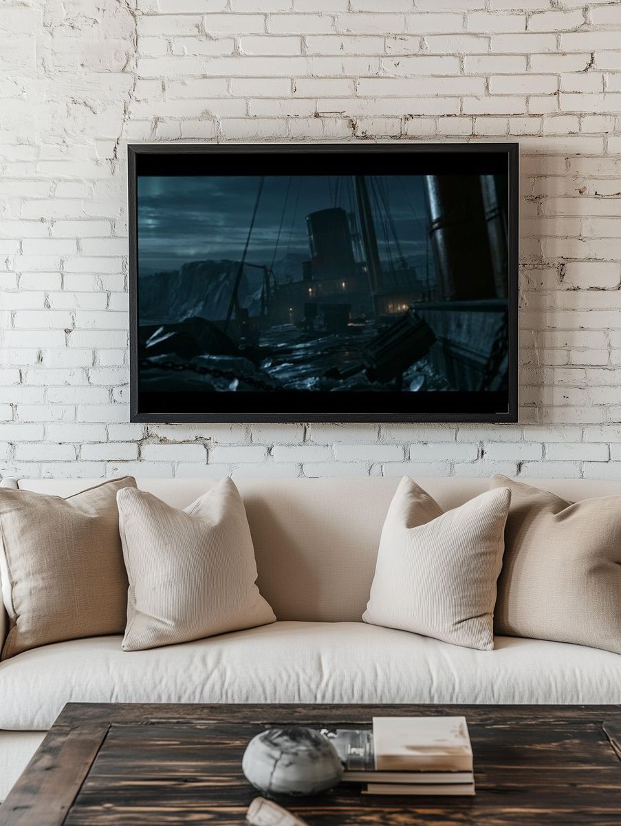 Stormy Shipwreck Harbor Poster. — room view 1