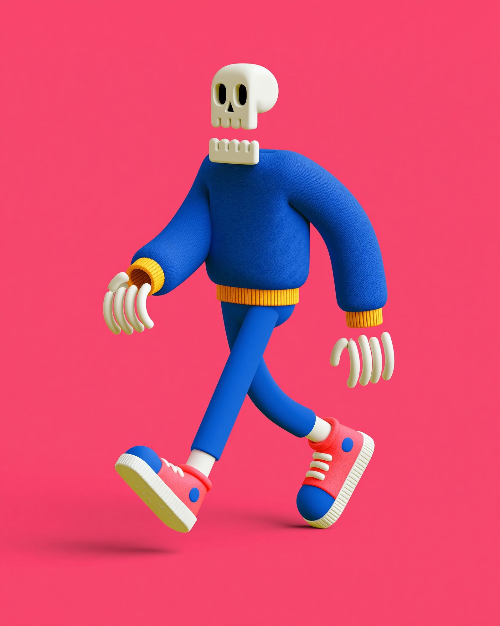 Walking Skeleton Digital Art Poster. poster — illustration art