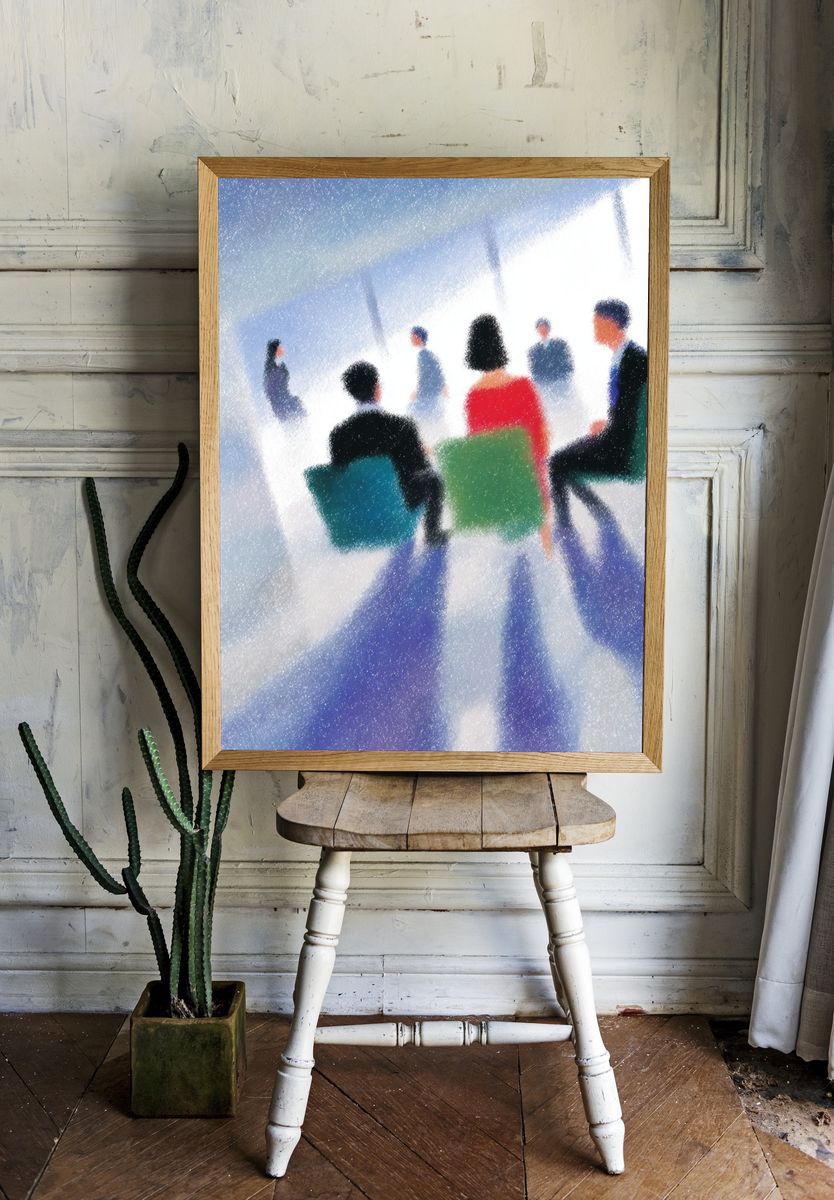 Abstract Meeting Scene Illustration Poster. — room view 1