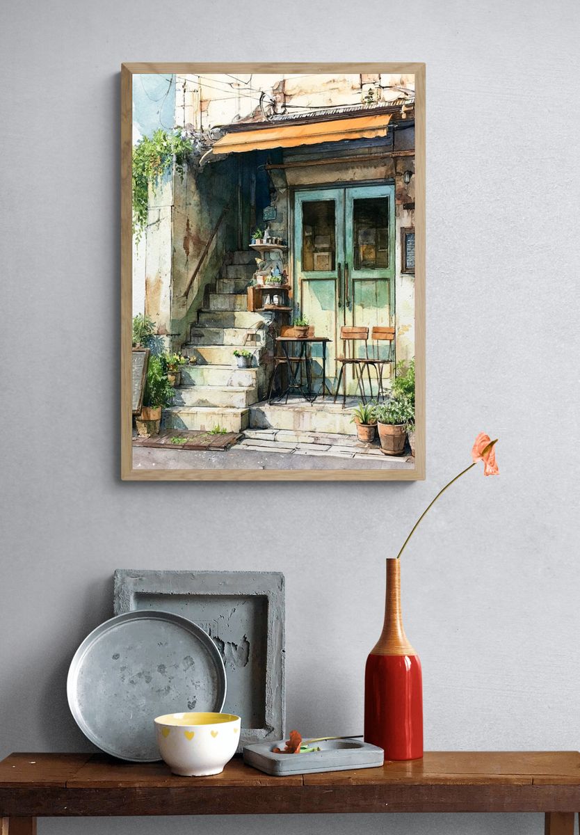 Coral Balloon Arch Illustration Poster. — room view 3