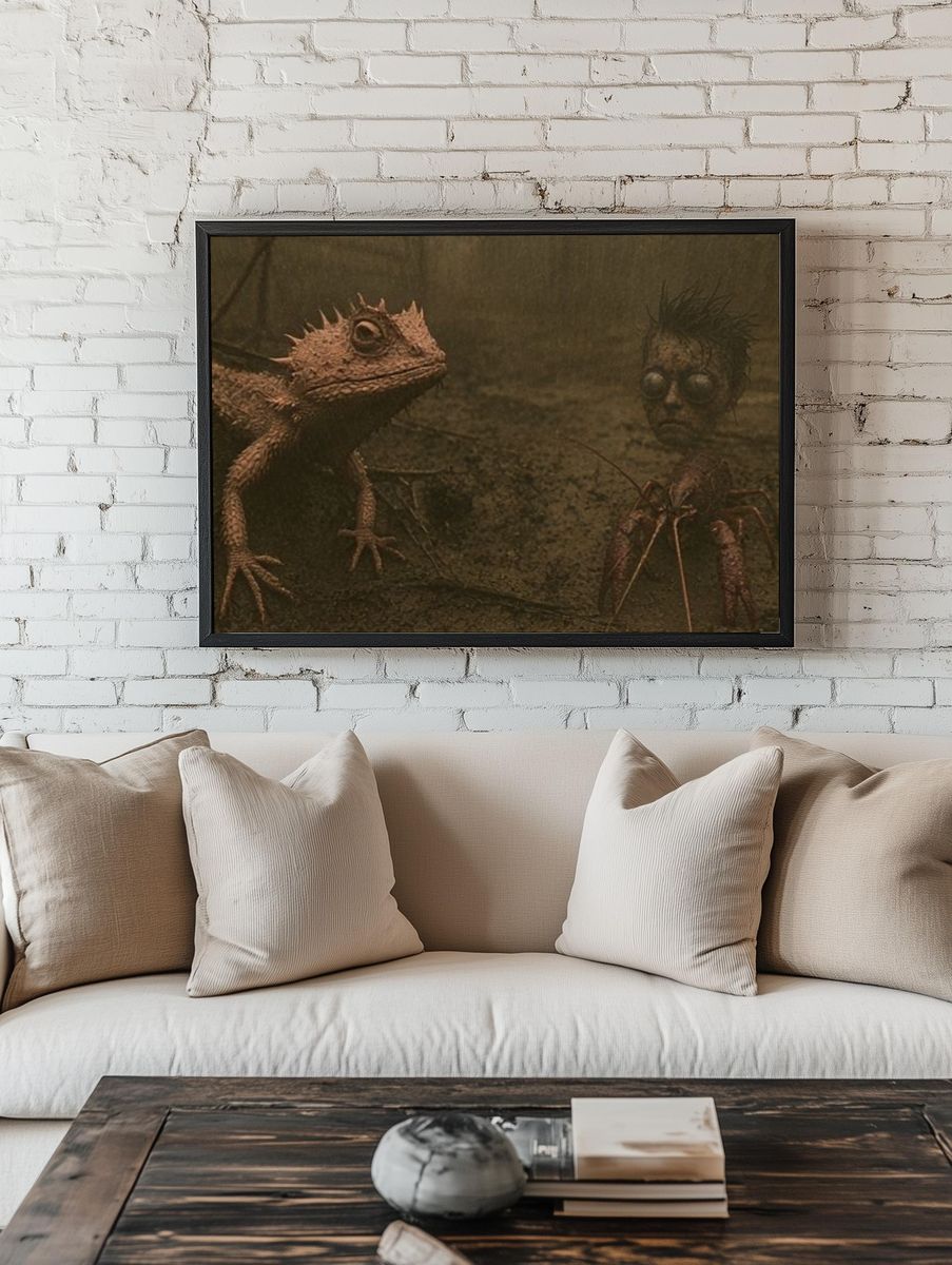 Surreal Lizard Encounter Print. — room view 1