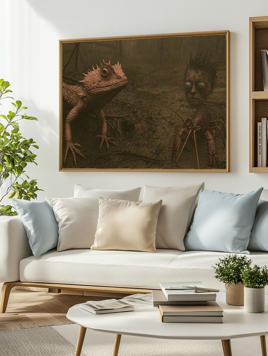 Surreal Lizard Encounter Print. — room view 2