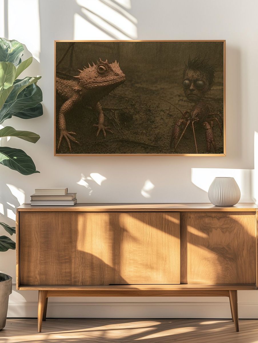 Surreal Lizard Encounter Print. — room view 3