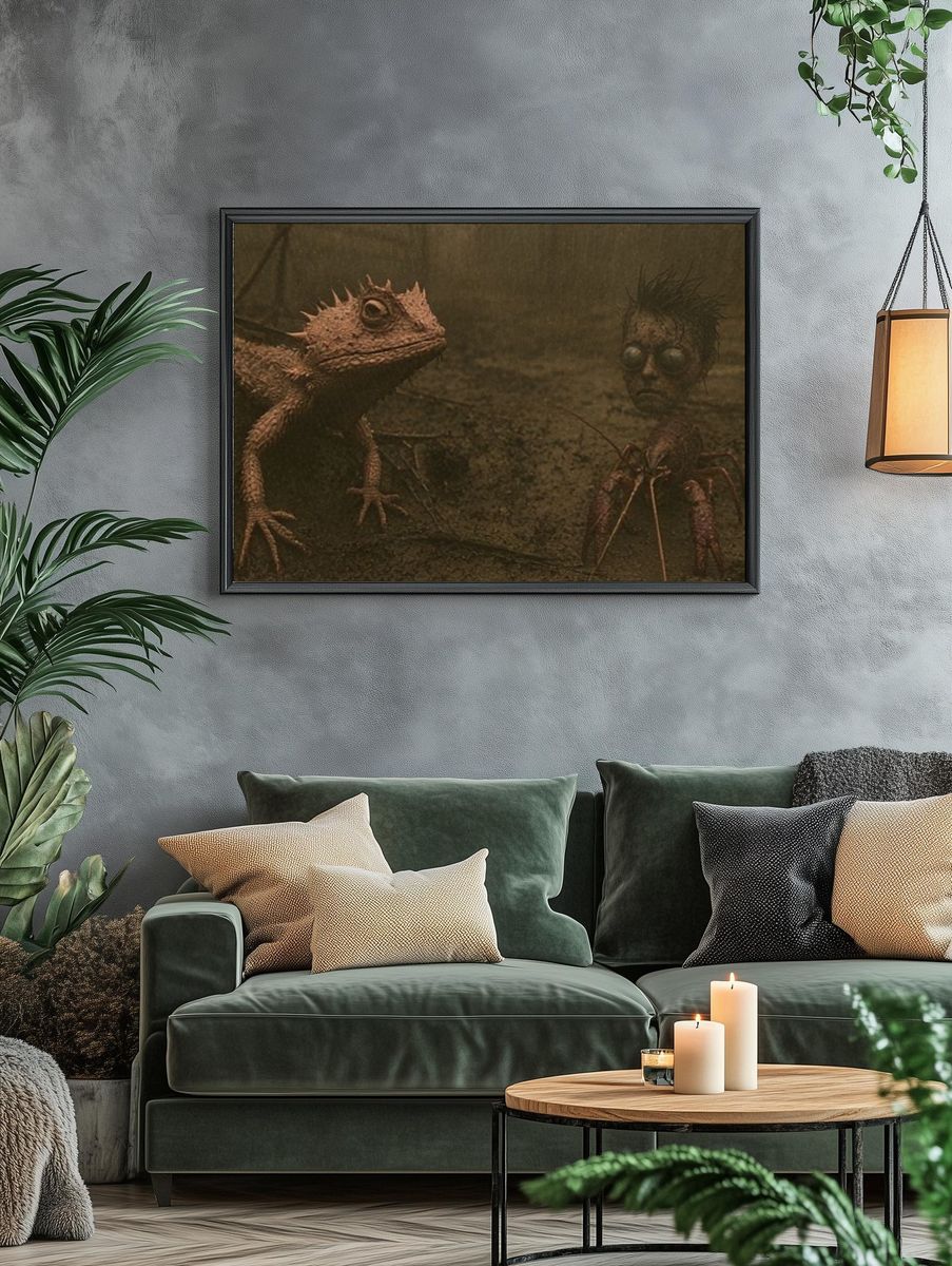 Surreal Lizard Encounter Print. — room view 4