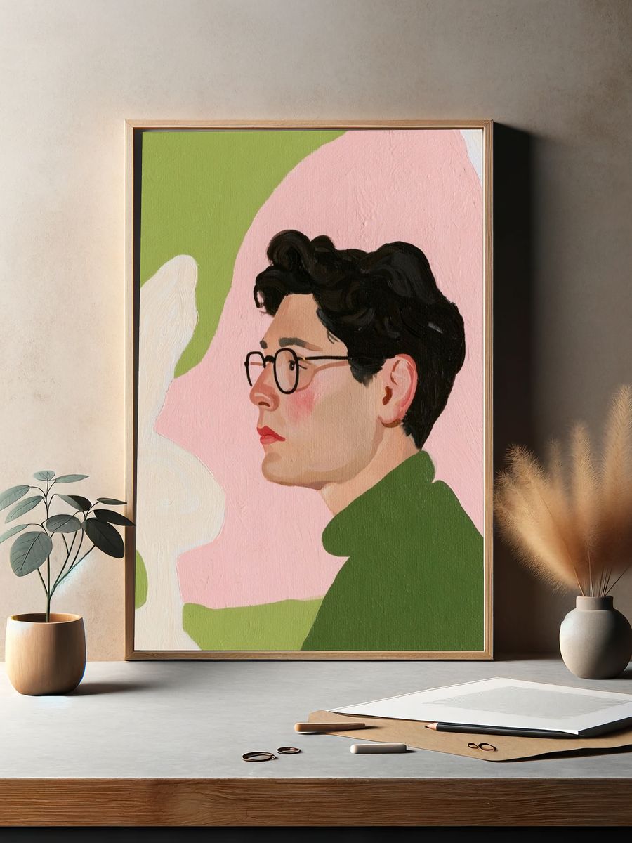 Portrait in Pastel Illustration Poster. — room view 2