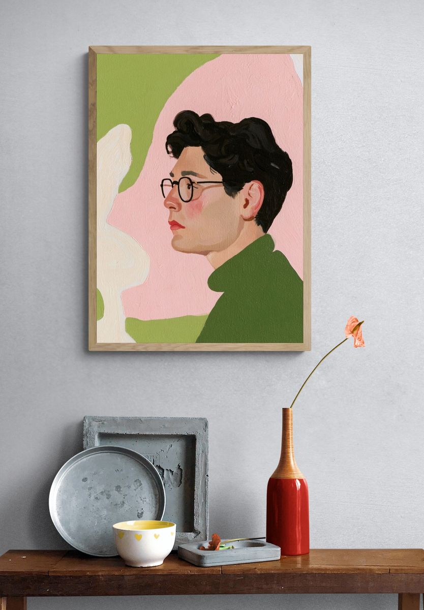 Portrait in Pastel Illustration Poster. — room view 3