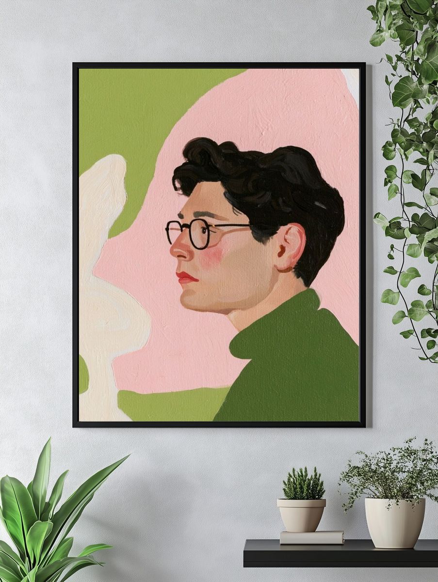 Portrait in Pastel Illustration Poster. — room view 4
