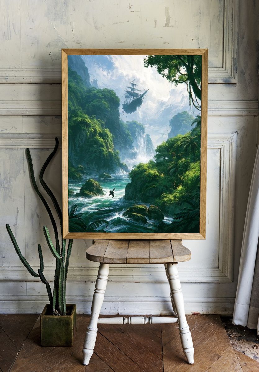 Floating Pirate Ship Jungle Print. — room view 1