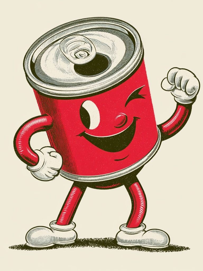 Smiling Soda Can Cartoon Poster. poster — illustration art