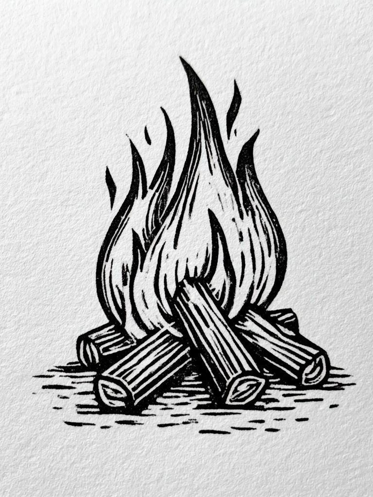 Campfire Line Art Poster. poster detail
