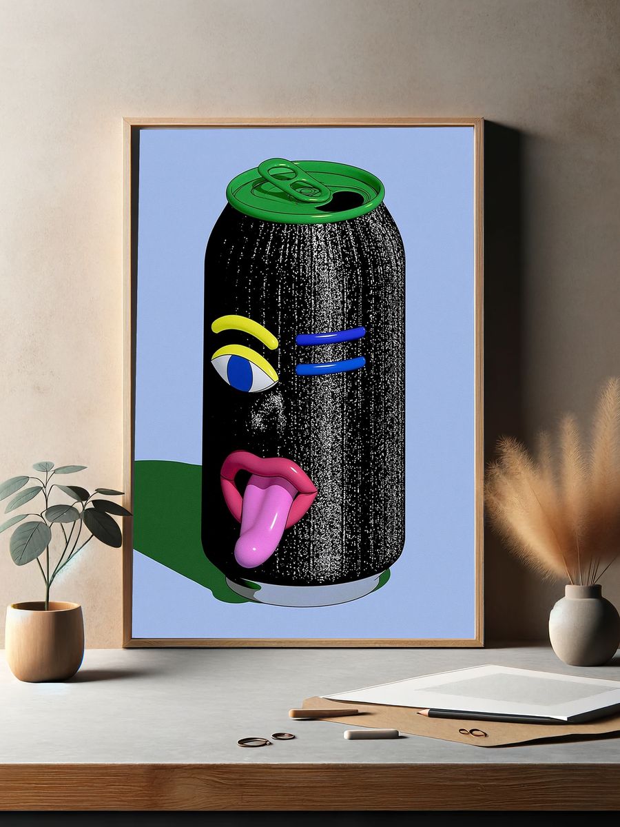 Surreal Soda Can Typography Print. — room view 2