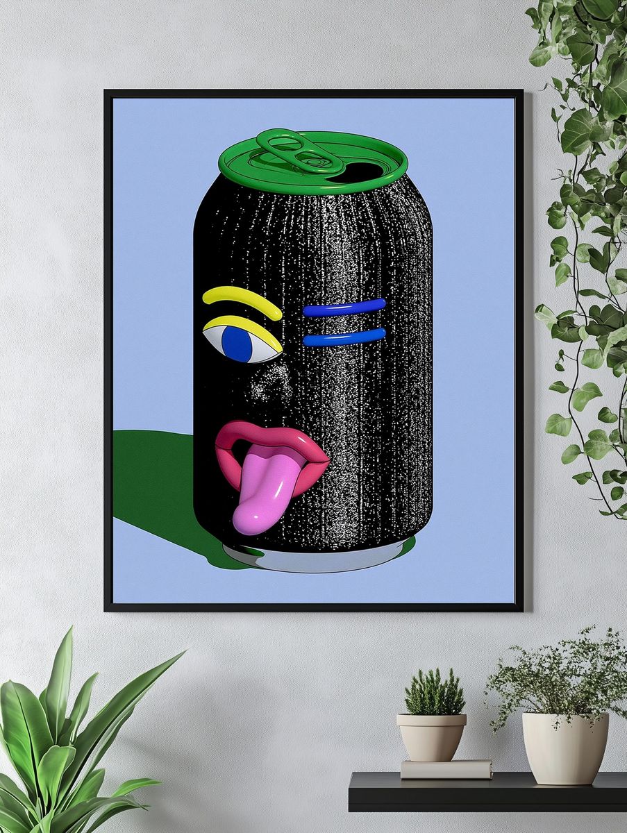 Surreal Soda Can Typography Print. — room view 4
