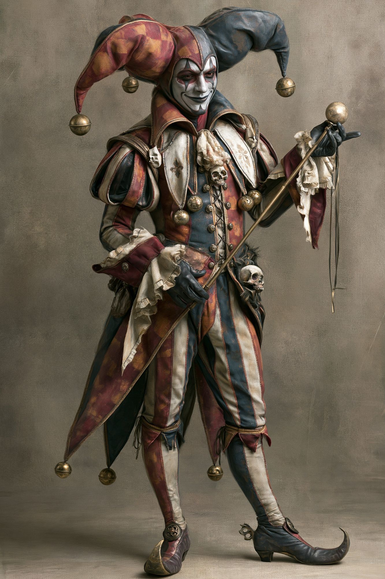 Harlequin Jester Portrait Print. poster — illustration art