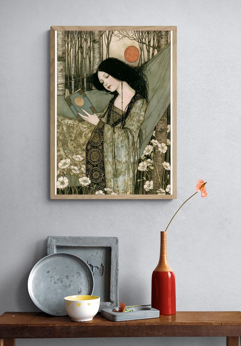 Art Nouveau Forest Reader Print. — room view 3
